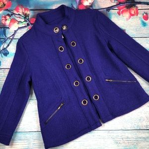 Tria Purple Wool Grommet Jacket